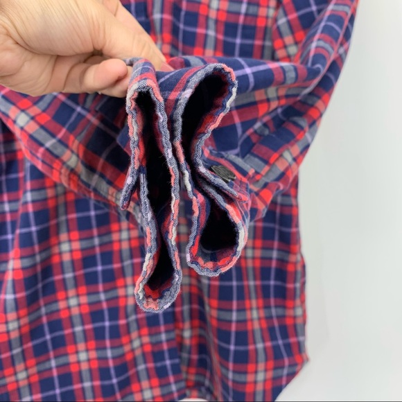 J. Crew Boy Fit Gingham Plaid Long Sleeve Button Down Shirt Blue Red Purple - Picture 6 of 13